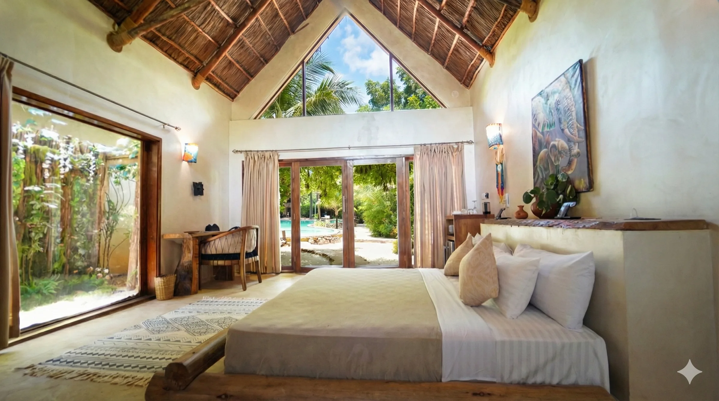 Bed in the Poolside Villa